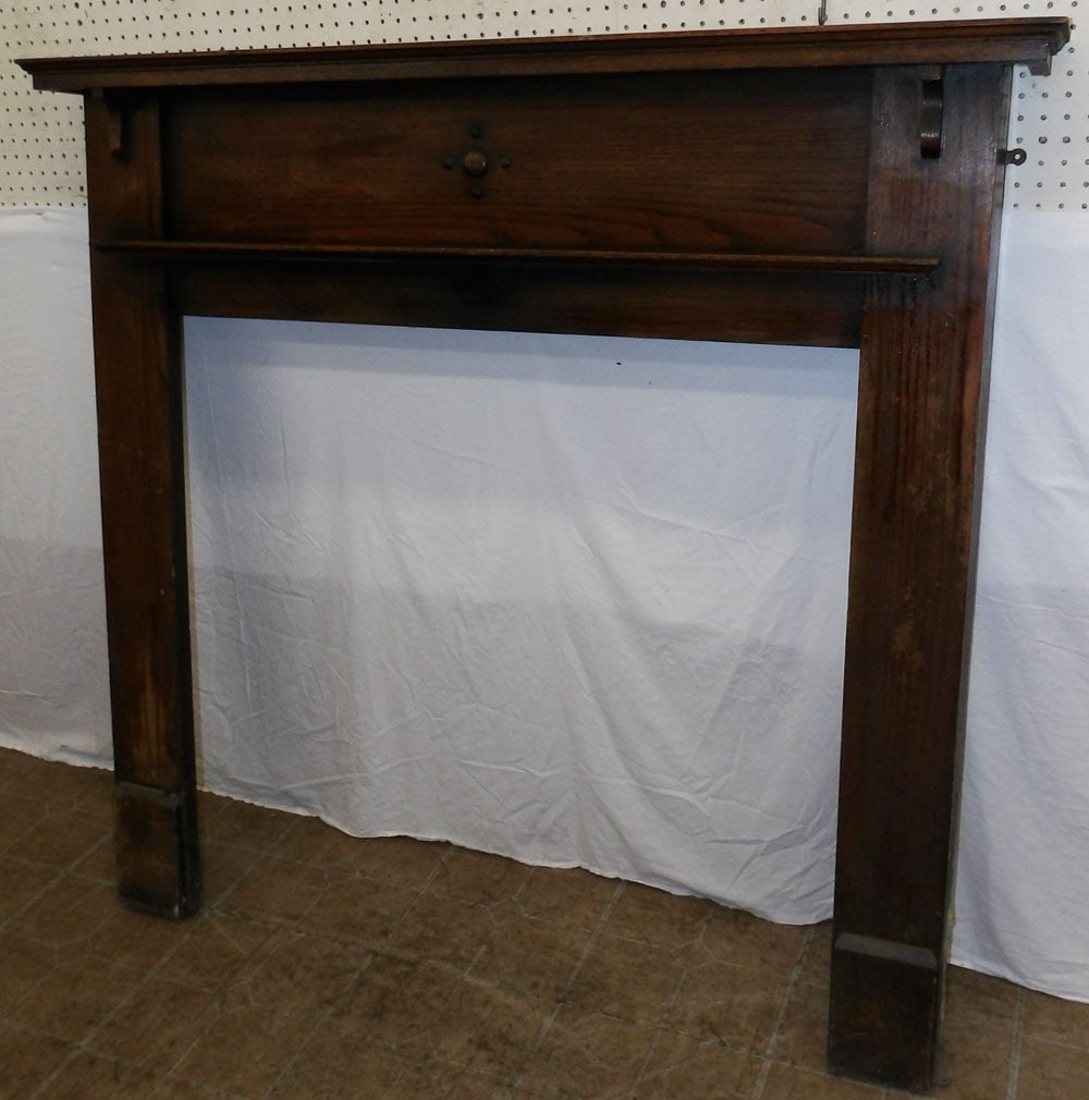 antique oak fire place mantle (1 of 4)