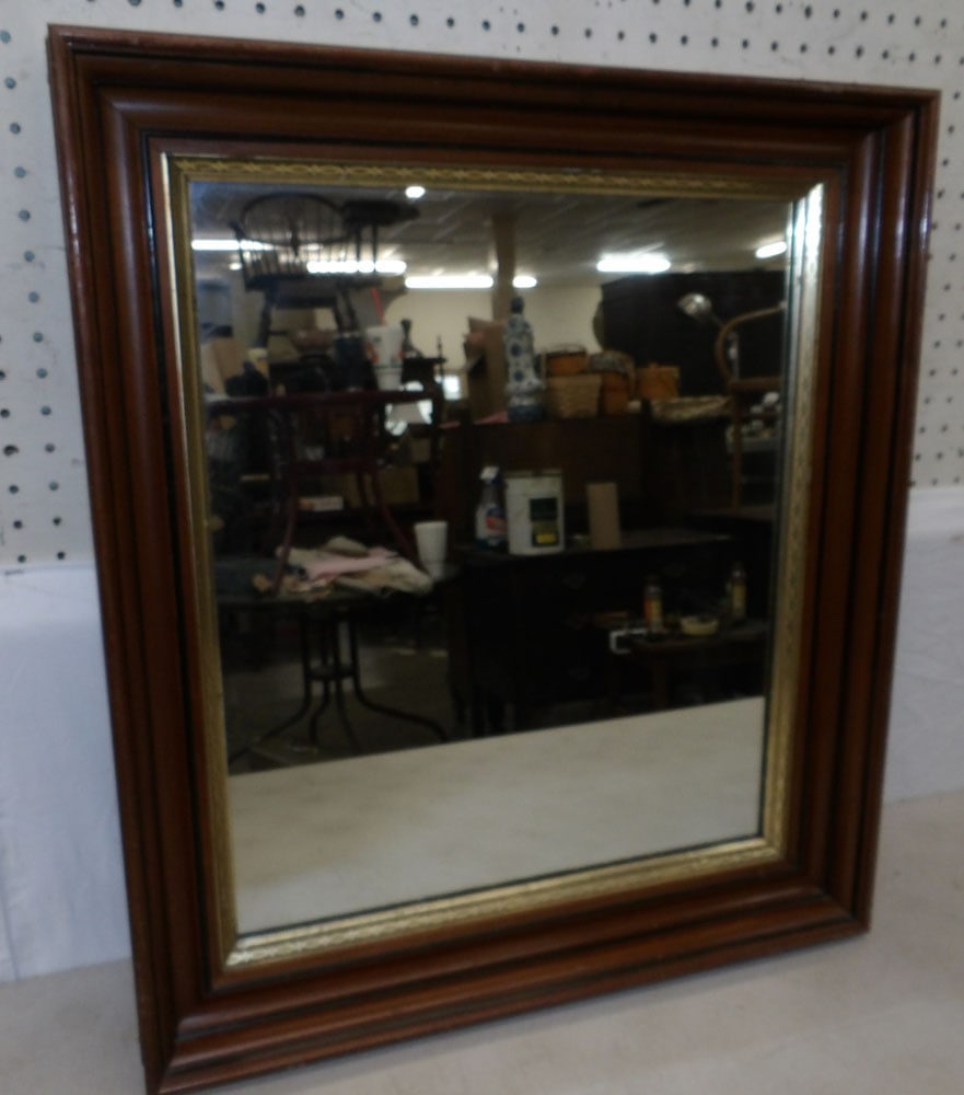 antique walnut framed mirror  (1 of 3)