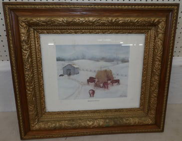 antique gilded oak framed print