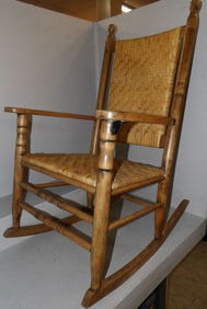 Antique Maple Split Oak Seat & Back Rocker