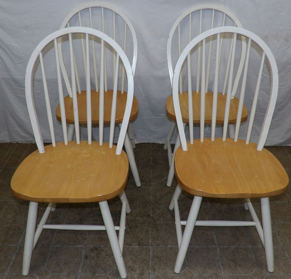 Set of Four Painted Maple Spindle Back Dining Chairs  (1 of 5)