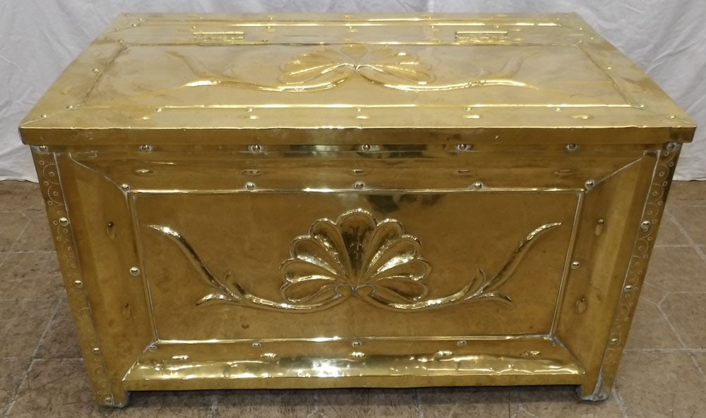 Antique Brass Bound Kindling Box (1 of 6)
