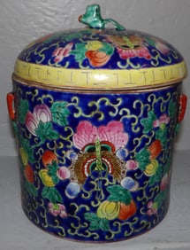 Oriental Painted Porcelain Covered Jar