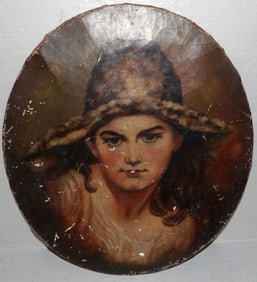 19th Century Oval Oil on Canvas Portrait of Woman