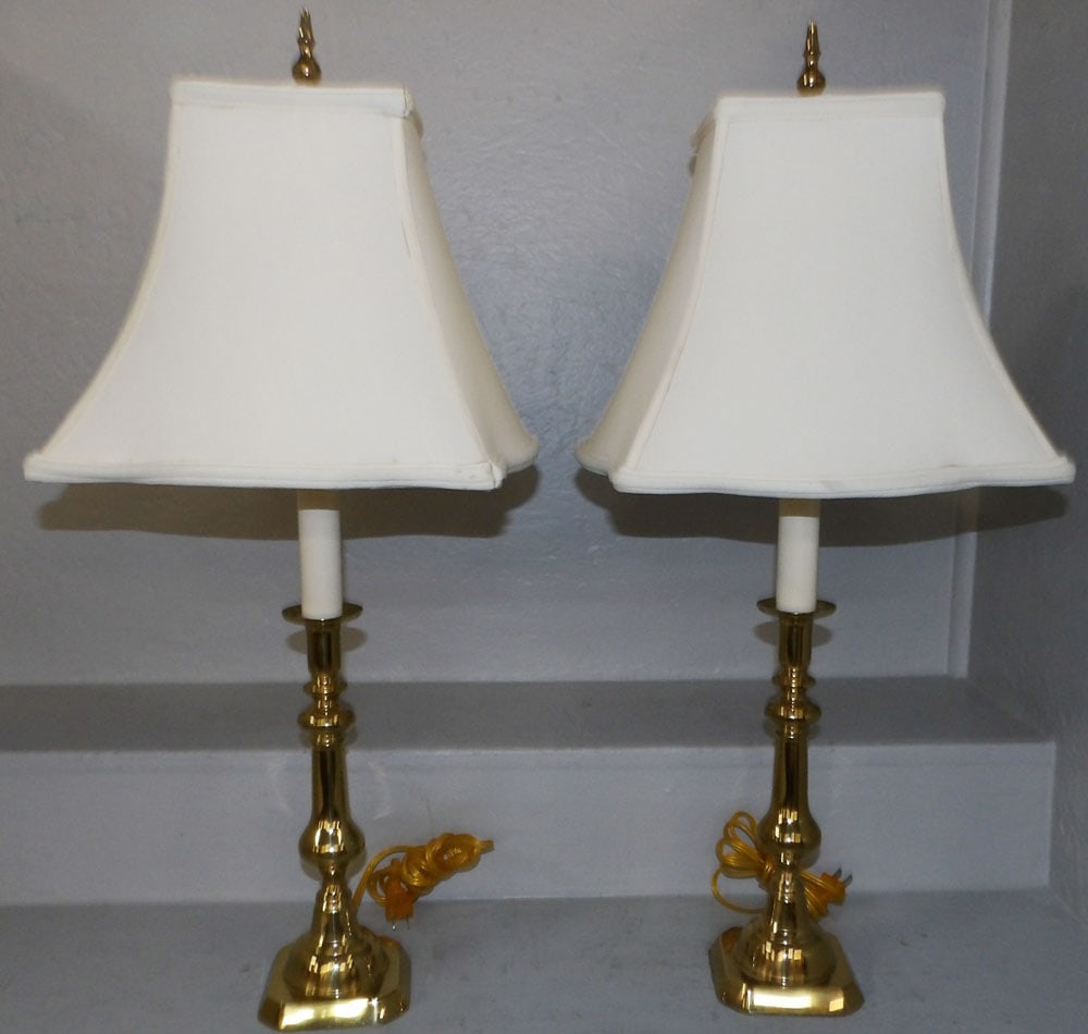 Two Brass Candlestick Lamps (1 of 6)