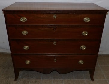 19th Century American Cherry Four Drawer Chest with French Feet