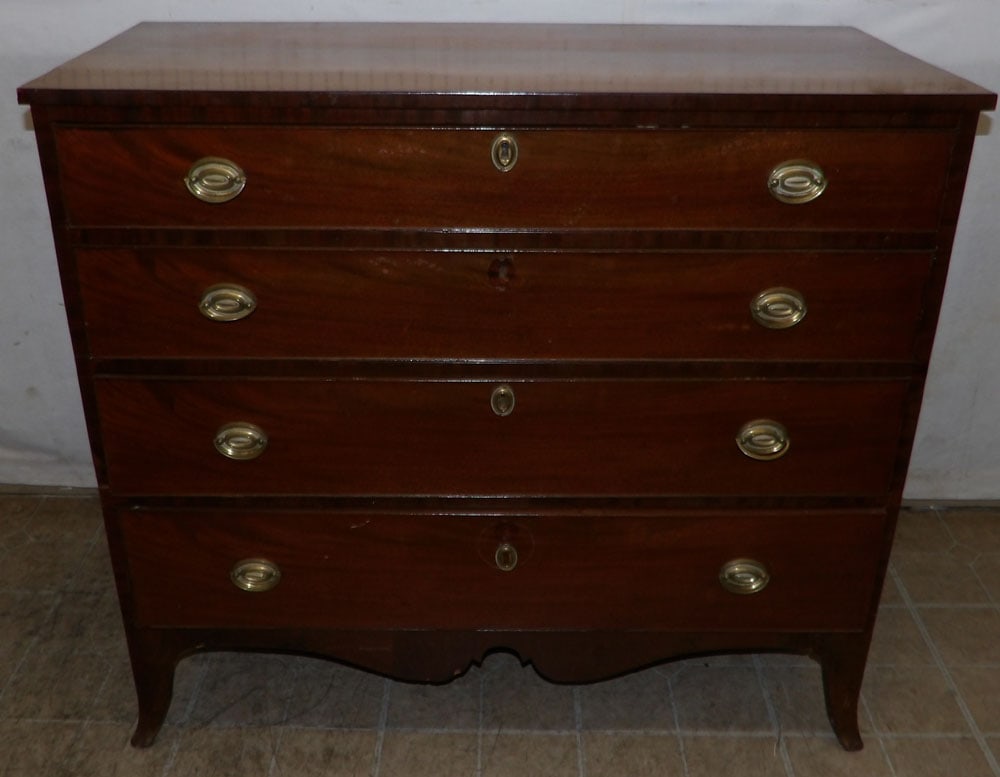19th Century American Cherry Four Drawer Chest with French Feet (1 of 6)