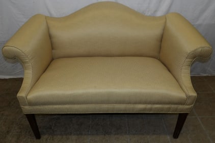 Mahogany & Upholstered Camel Back Loveseat