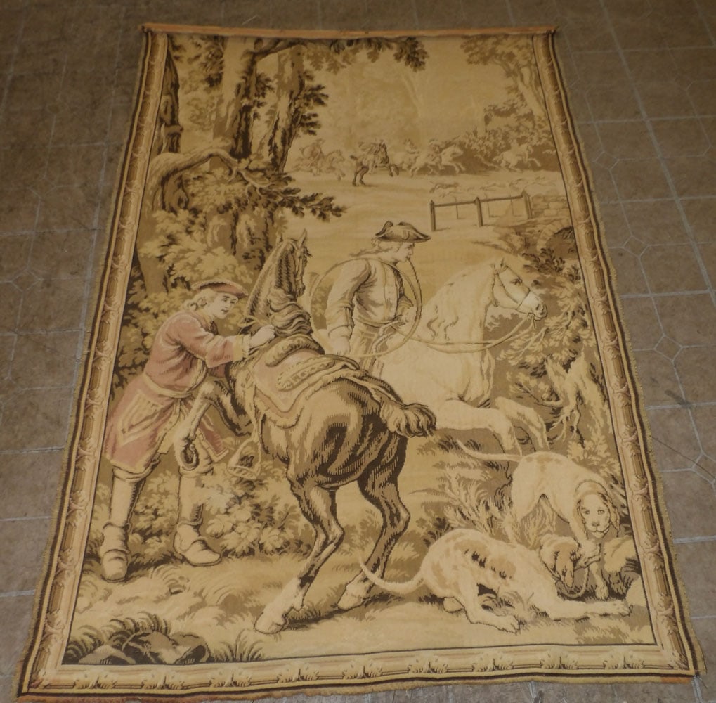 4' 2" x 6' 3" Antique Tapestry: 4' 2" x 6' 3" Antique Tapestry.