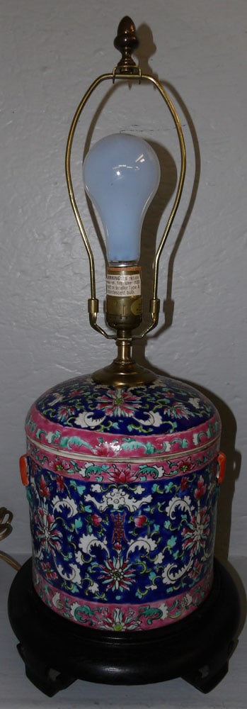 Oriental Painted Porcelain Jar Made Into Lamp (1 of 5)