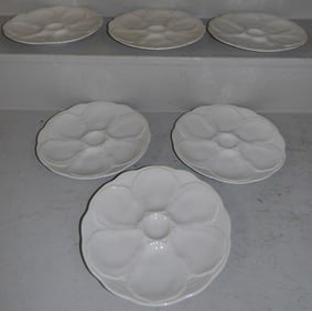 Six Porcelain Oyster Plates