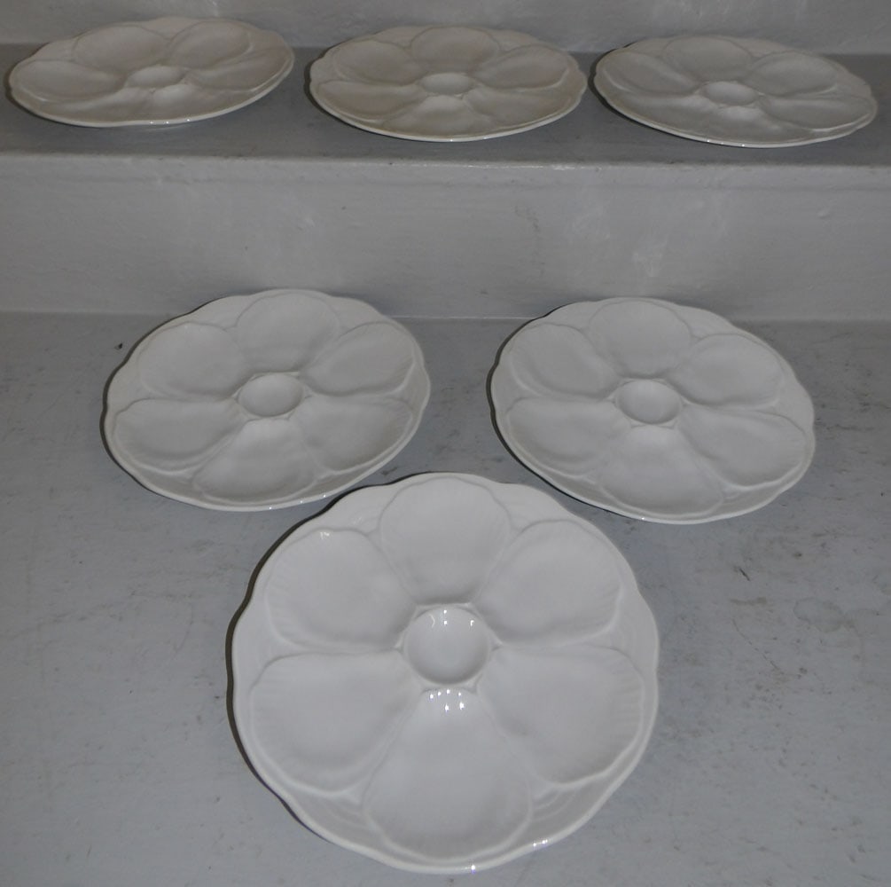 Six Porcelain Oyster Plates  (1 of 2)