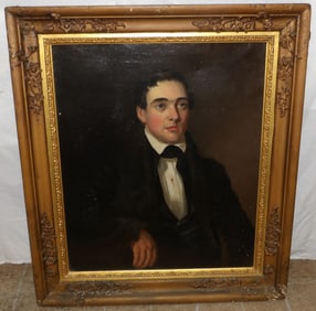 19th Century Framed Oil on Canvas Portrait of Gentleman