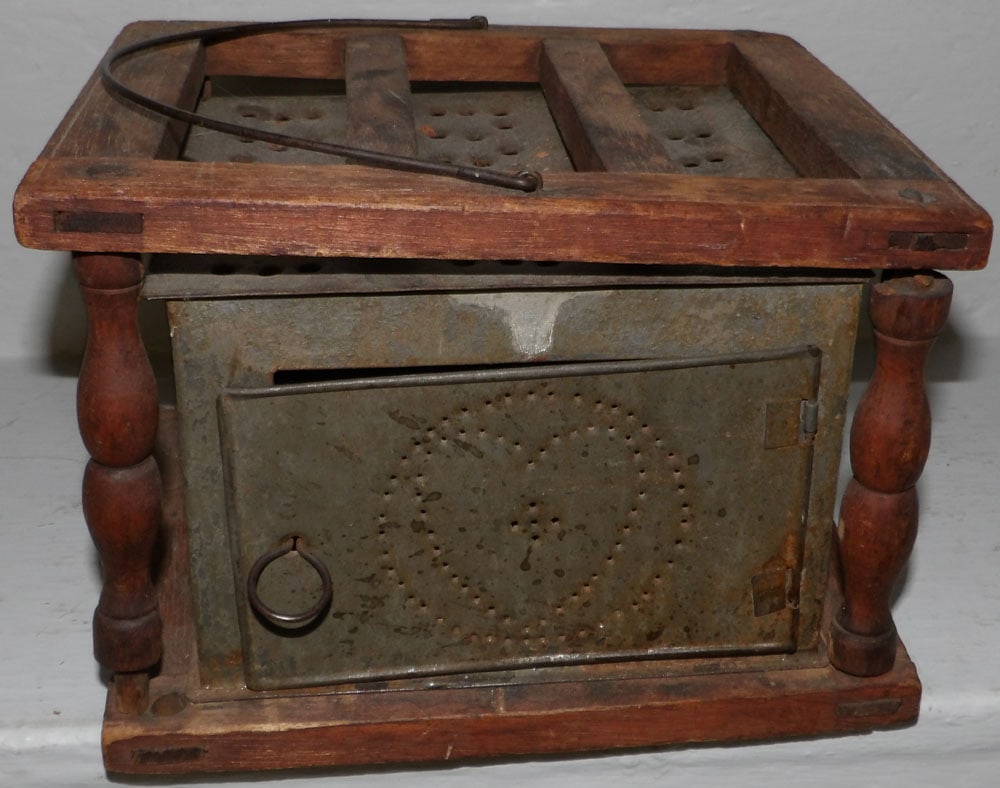 Antique Walnut & Tin Cricket Box : Antique Walnut & Tin Cricket Box . 6" H 9" W 7 3/4" D