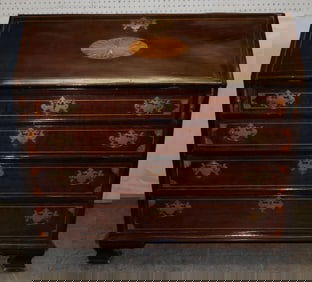 19th Century Georgian Mahogany Inlaid Slant Front Desk