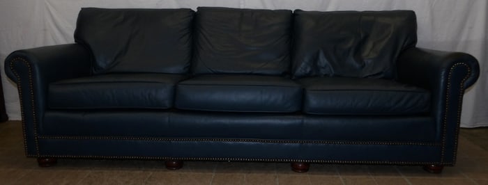 Blue Leather Upholstered Sofa by Classic Leather