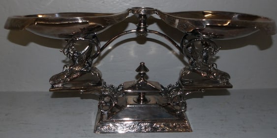 Antique Ornate Neoclassical Silverplated Epergne Base by Wilcox