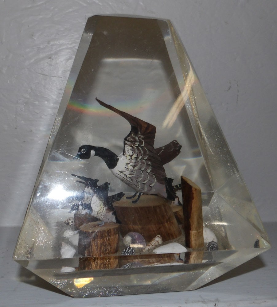 Vintage Lucite Obelisk Form Diorama with Canadian Geese (1 of 4)