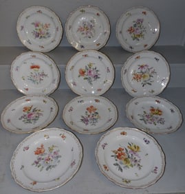 Ten Painted Porcelain Meissen Bowls