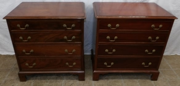 Pair of Antique Mahogany Four Drawer Night Stands