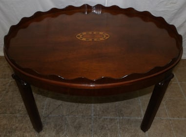 Mahogany Inlaid Gallery Top Tea Table