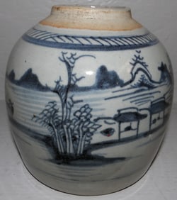 Antique Oriental Canton Ginger Jar, (No Lid)
