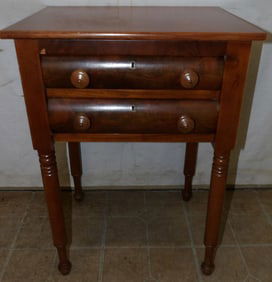 19th Century Cherry & Mahogany Sheraton Two Drawer Night Stand