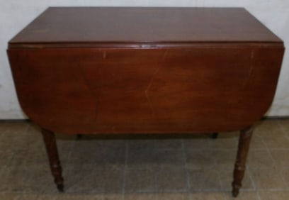 19th Century Mahogany Acanthus Leaf Carved Drop Leaf Dining Table