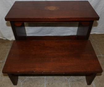 Mahogany Conch Shell Inlaid Bed Steps