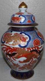 Painted Porcelain Imari Style Covered Urn