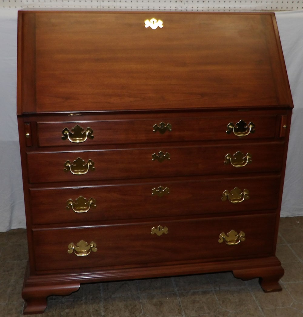 Cherry Slant Front Desk with Brass Carrying Handles by Henkel Harris (1 of 9)