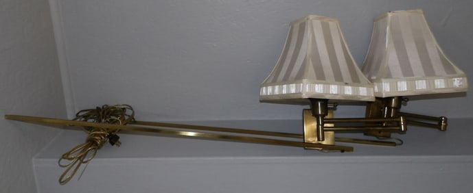 Pair of Mid Century Modern Brass Swing Arm Wall Lamps