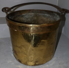 antique brass and wrought iron handle bucket