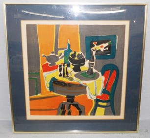 framed mid century modern drawing pencil signed and numbered
