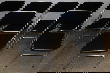 set of 6 mid century modern aluminum folding chairs