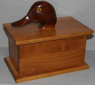 Handmade Maple & Walnut Duck Decoy Head Trinket Box