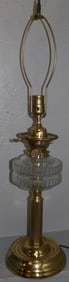 Antique Brass Hinks #2 Duplex & Cut Glass Font Banquet Lamp