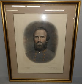 Antique Framed Colored Portrait Engraving of Jackson