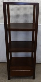 Modern Oak Four Tier Etagere with One Drawer in Base