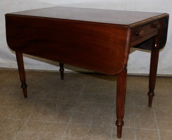 19th Century Mahogany One Drawer Drop Leaf Table