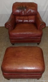 Leather Upholstered Chair & Ottoman by Hancock & Moore