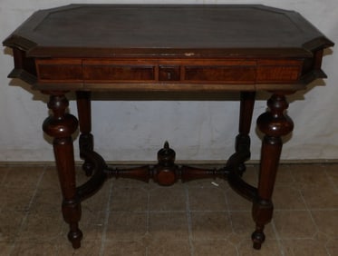 Walnut Victorian Work Table with One Drawer