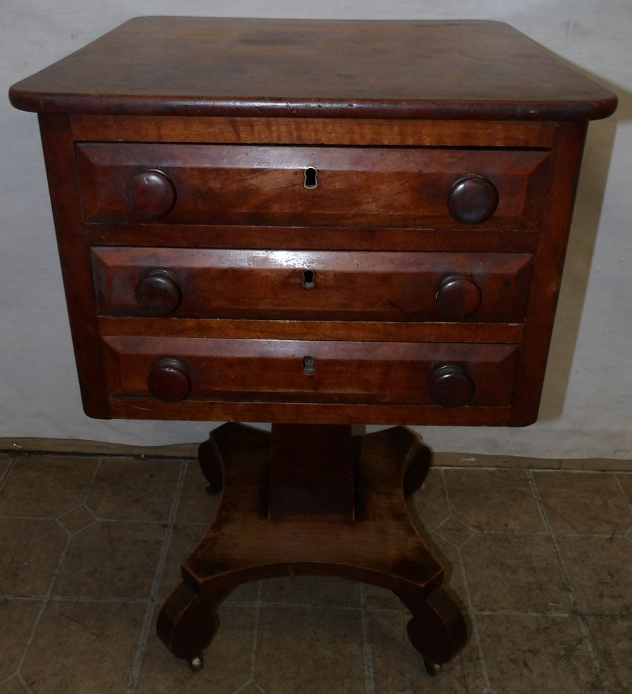 19th Century Mahogany Three Drawer Empire Stand  (1 of 5)