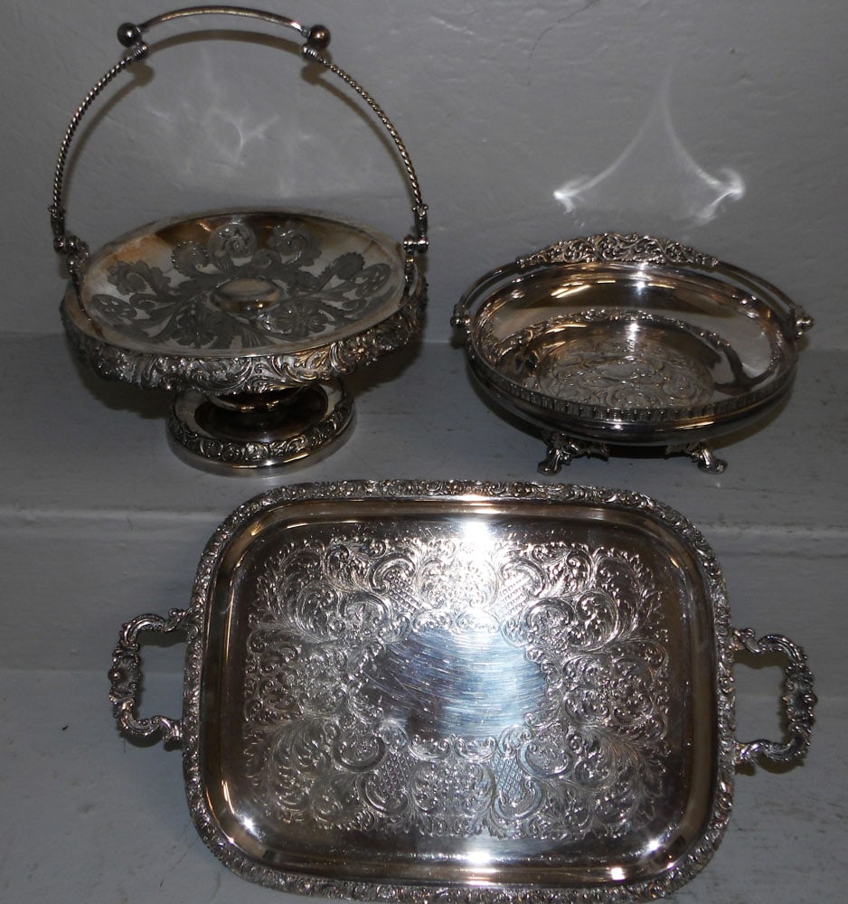 Two Victorian Silverplated Baskets & Sheffield Serving Tray (1 of 6)