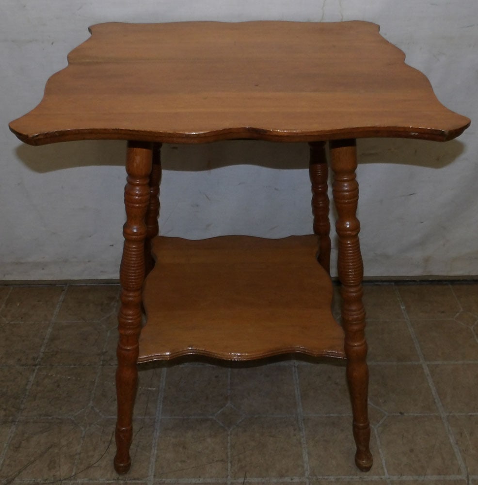 Antique Oak Two Tier Lamp Table (1 of 3)