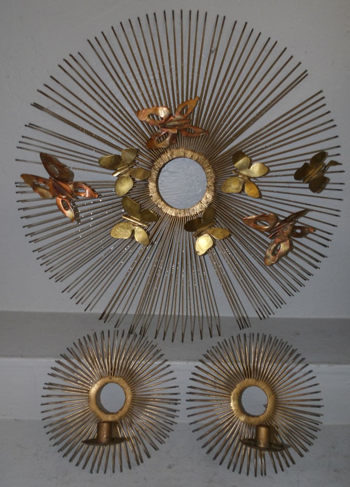 Three Piece Mid Century Modern Gilded Metal Wall Art Lot (1 of 6)