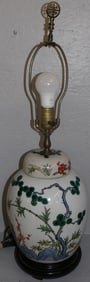 Antique Chinese Famille Rose Porcelain Ginger Jar made into Lamp