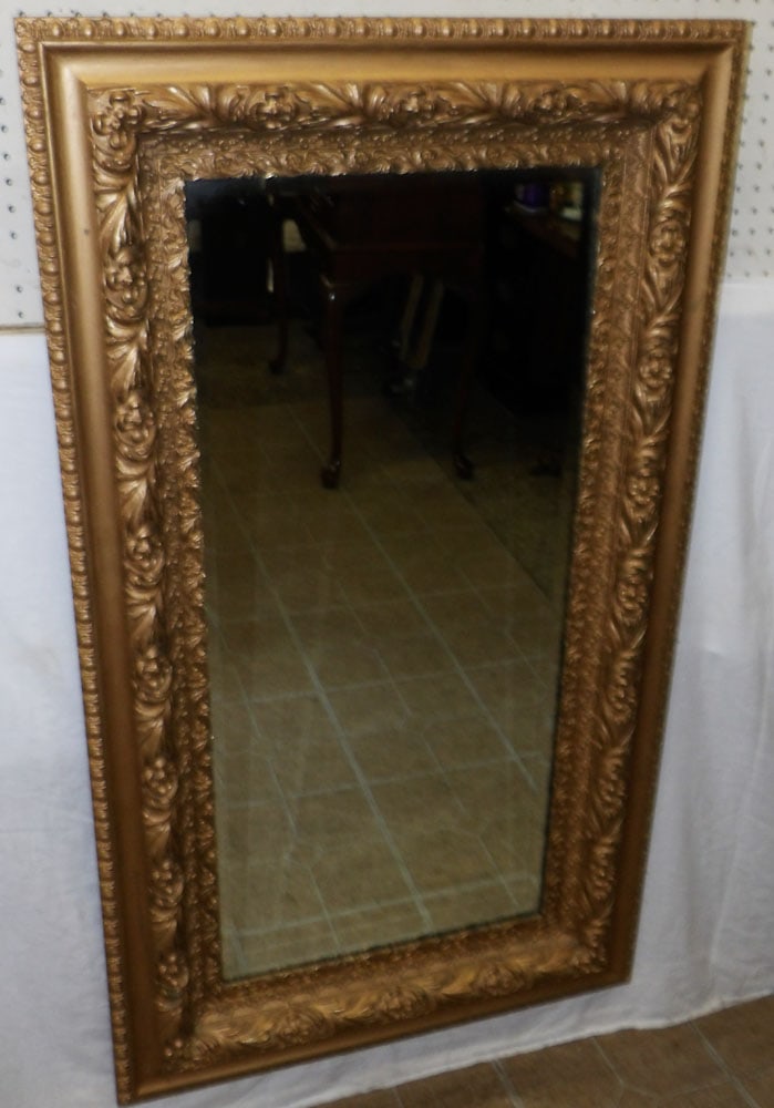 Antique Ornate Gilded Frame Bevel Edge Mirror  (1 of 4)