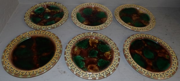 Five Majolica Open Work Plates Signed Wedgwood