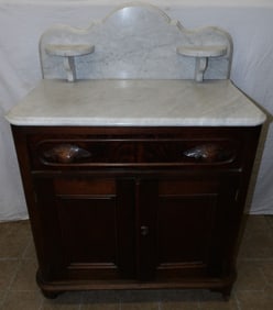 Walnut Victorian Marble Top Washstand